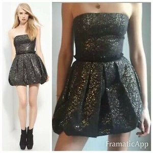 Rachel Zoe Black Metallic Strapless Dress